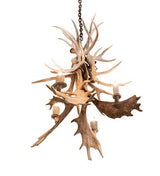 28" Whitetail & Fallow Deer 4 Light Antler Chandelier