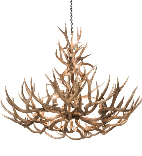 52" Mule Deer 12 Light Antler Chandelier