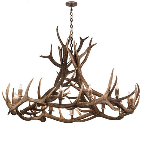 56" Elk 12 Light Antler Chandelier