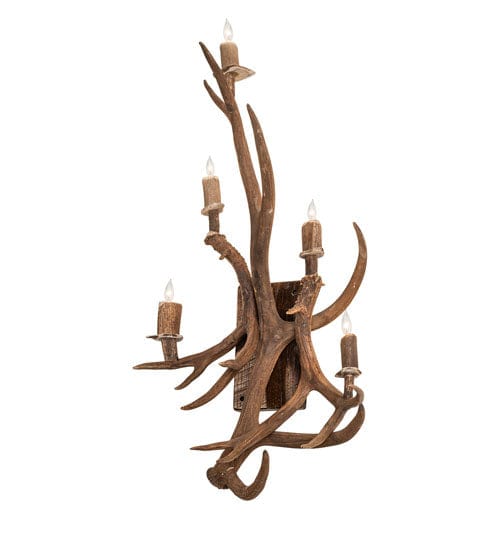 21" Elk & Mule Deer 5 Light Antler Wall Sconce