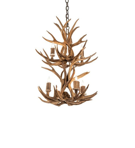 20" 6 Light Two Tier Antler Chandelier