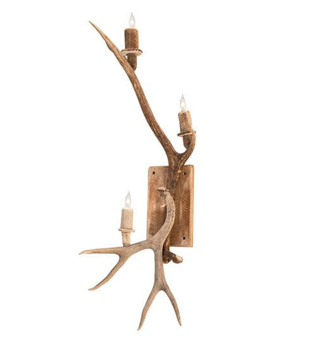 12" Elk & Mule Deer 3 Light Antler Wall Sconce