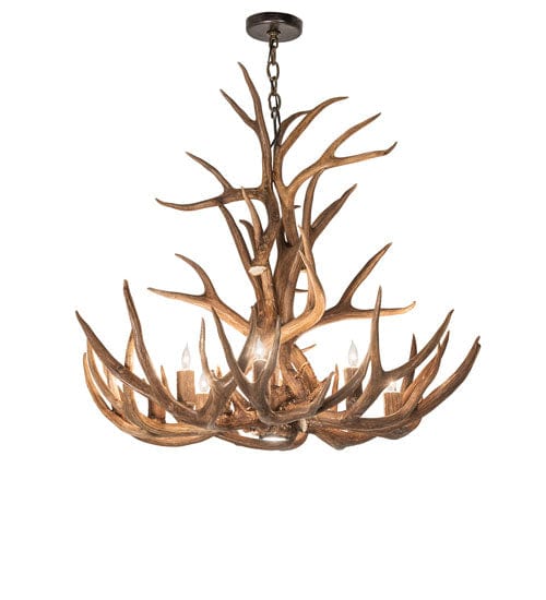 34" Elk & Mule Deer 8 Light Antler Chandelier