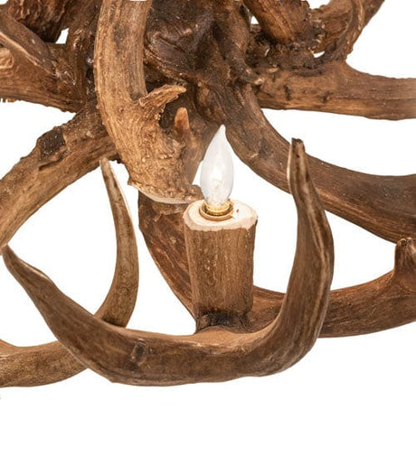 34" Elk & Mule Deer 8 Light Antler Chandelier