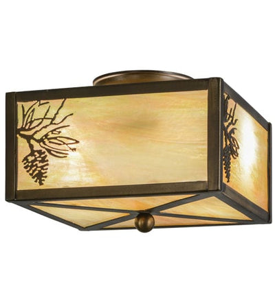 Shaded Pines 10" Square Flush Mount - Antique Copper