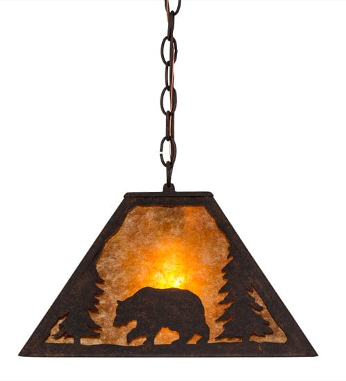 Roaming Bear 14" Square Pendant