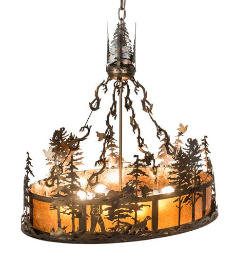 Quail Hunt 30" Oblong Pendant