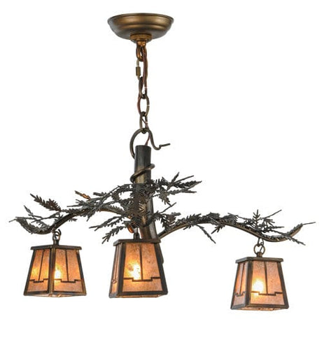 Pine Branches 24" 3 Light Chandelier