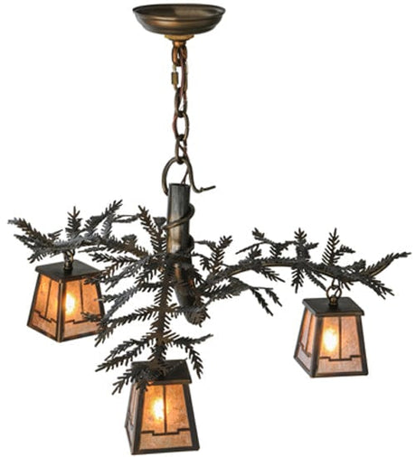 Pine Branches 24" 3 Light Chandelier