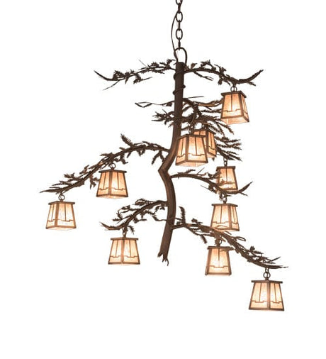 Pine Branches 42" 10 Light Chandelier