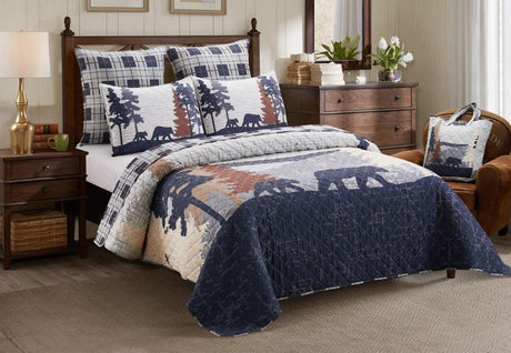 Hiking Bear Blues Quilt Set