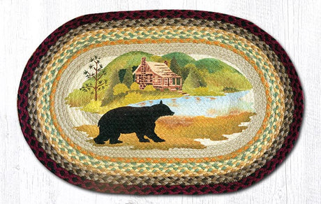 Autumn Bears Landscape Oval Patch Rug