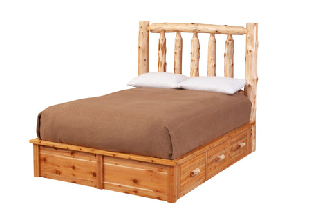 Cedar Log 3 Drawer Underbed Dresser For Platform