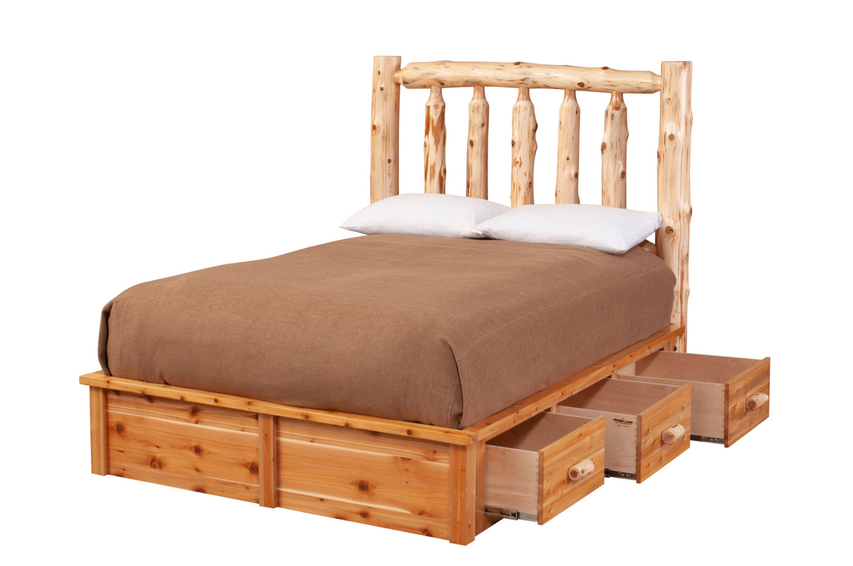 Cedar Log 3 Drawer Underbed Dresser For Platform