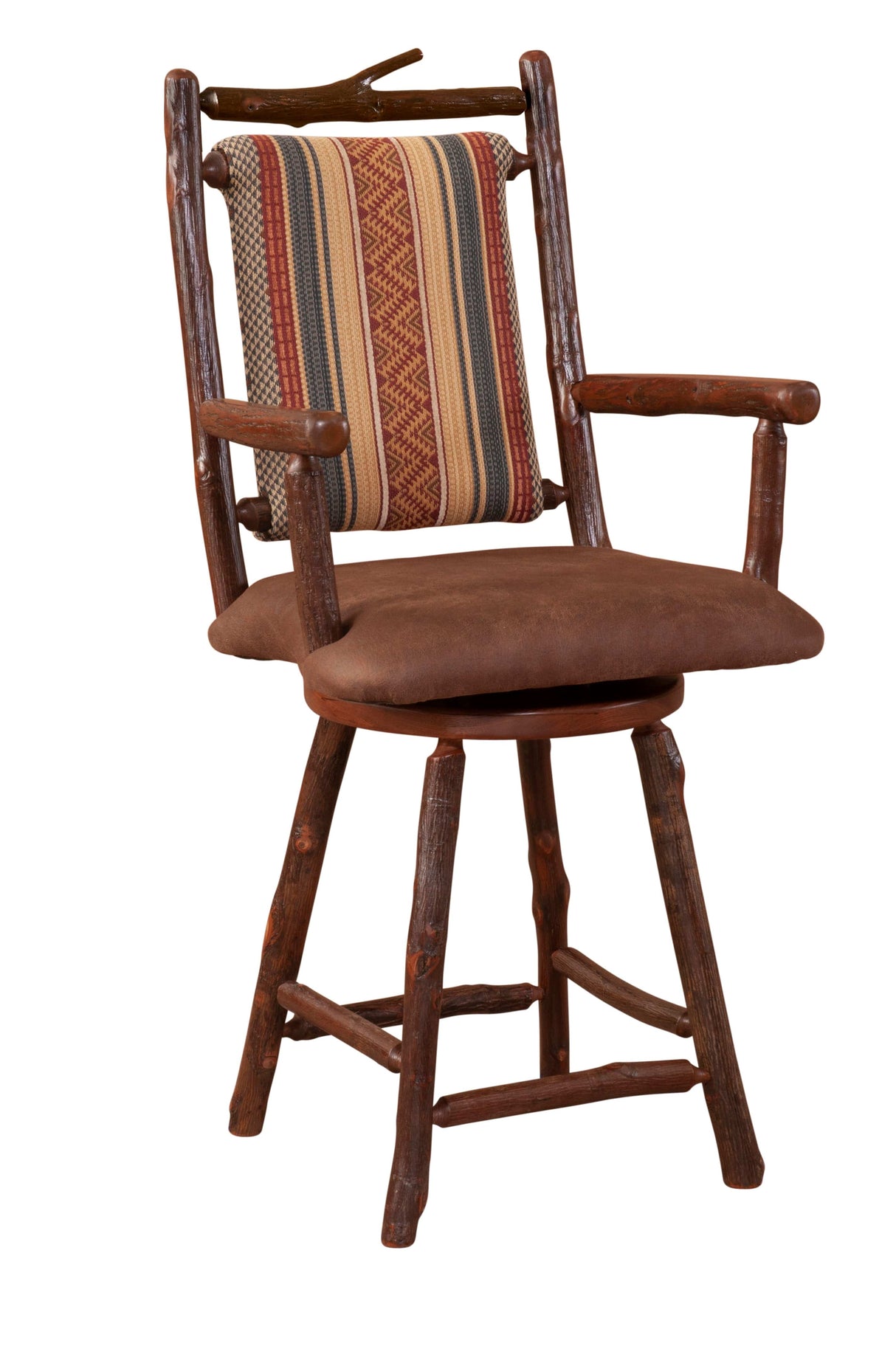 Hickory South Fork Swivel Barstool With Arms