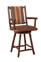 Hickory Upholstered Swivel Counter Stool With Arms