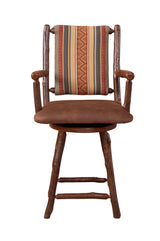 Hickory Upholstered Swivel Counter Stool With Arms