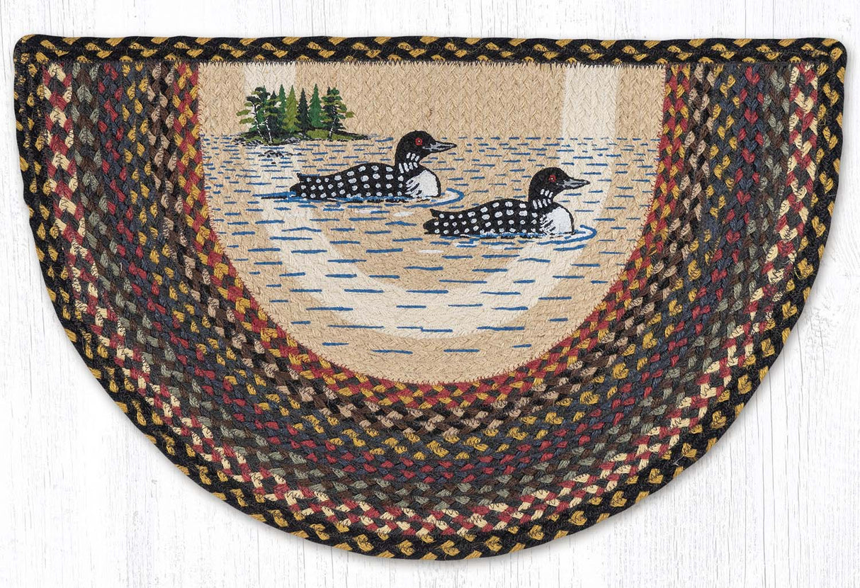 Lake Scene Loon Patch Printed Slice Rug