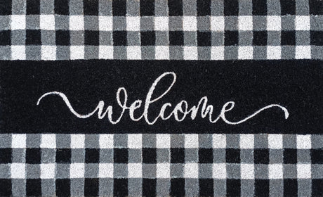 Black & White Checkered Welcome Mat