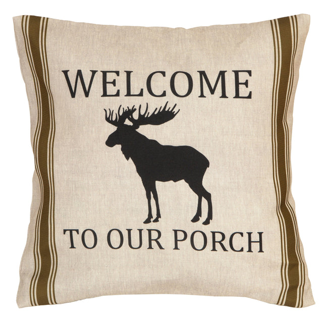 Porch Welcome Moose Outdoor Pillow