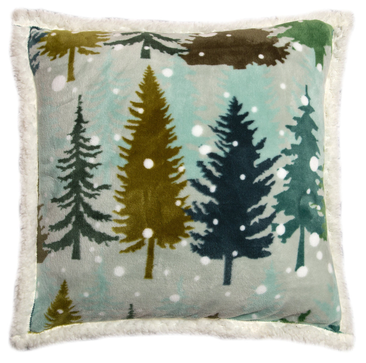 Snowfall Forest Plush Sherpa Pillow