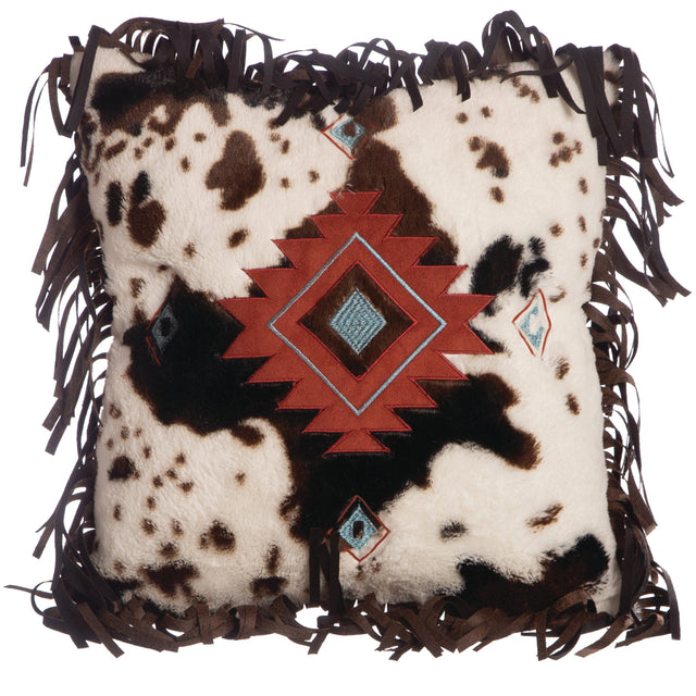 Brown Cow Diamond Fringe Pillow