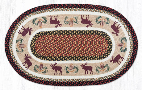 Moose & Pinecone Sequence Oval Patch Rug