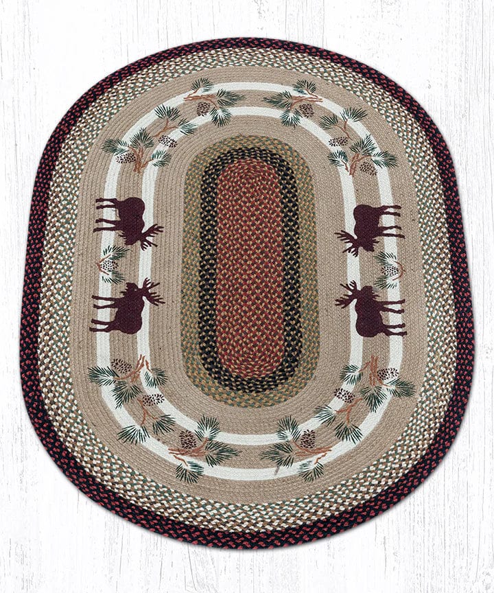 Moose & Pinecone Sequence Oval Patch Rug