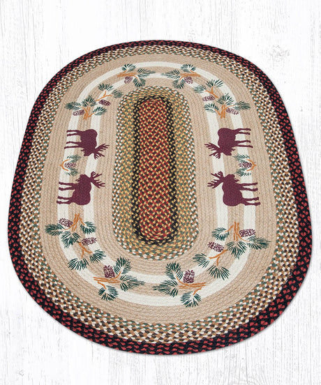 Moose & Pinecone Sequence Oval Patch Rug