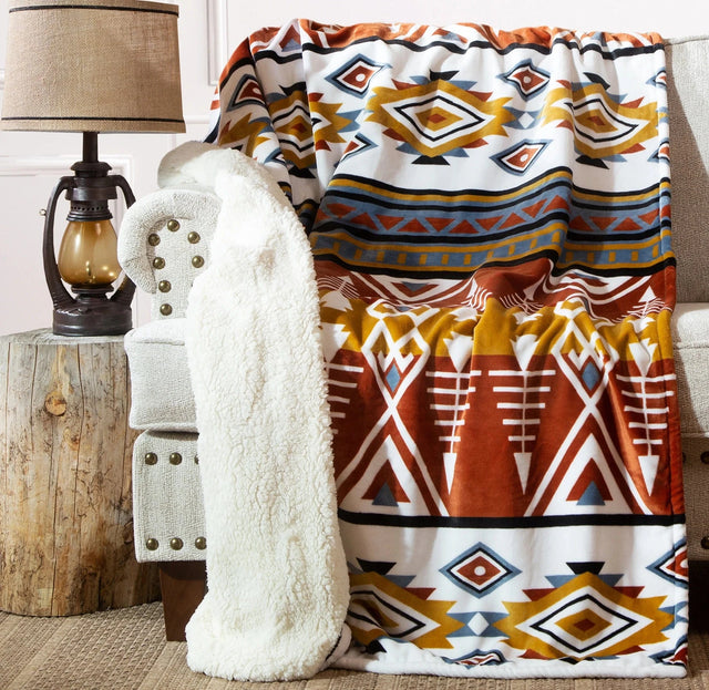 Aztec Earth Plush Sherpa Throw