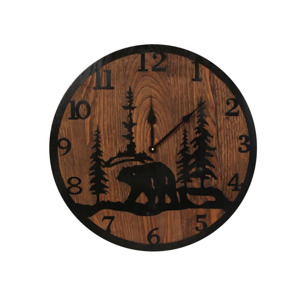 Bear Of The Forest Etched Accent Clock