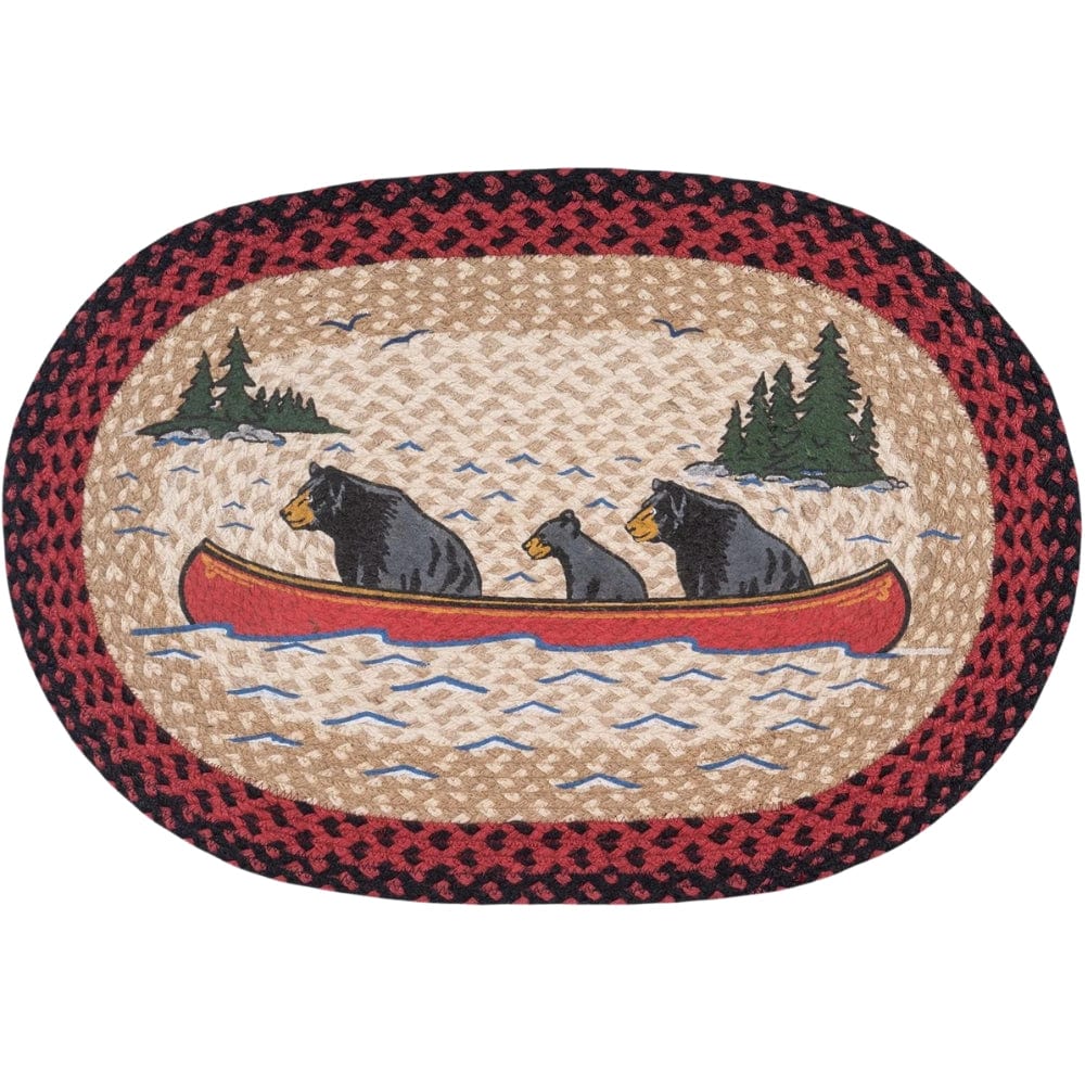 Bears in Canoe Oval Patch Rug