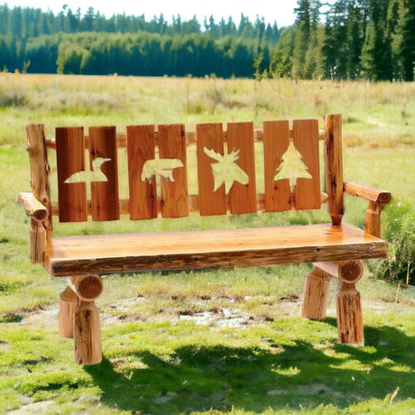 Cedar Log Cut Out Bench