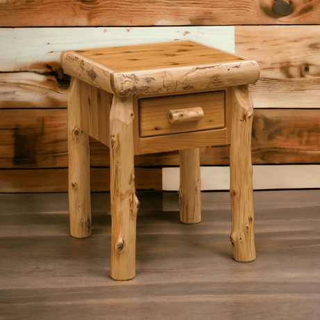 Cedar Log One Drawer Nightstand