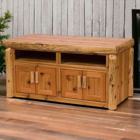 Cedar Log Television Stand - Widescreen