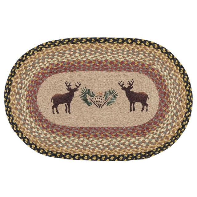 Deer & Pinecone Oval Patch Rug