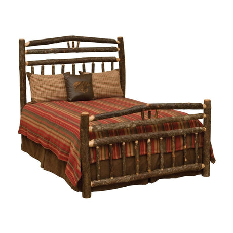 Hickory Log Wagon Wheel Headboard