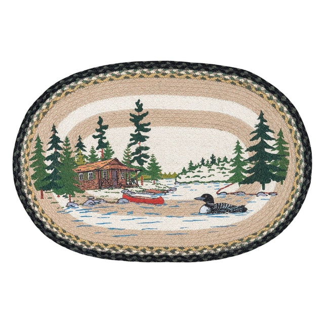 Lake Scene Loon Oval Patch Rug