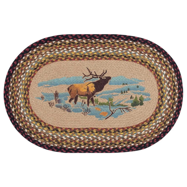 Landscape Elk Oval Patch Rug