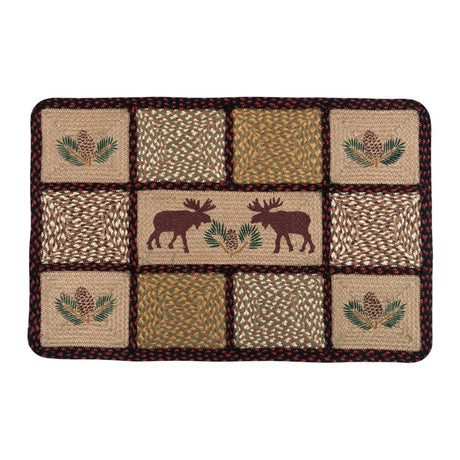 Moose & Pinecone Rectangle Quilt Patch Rug