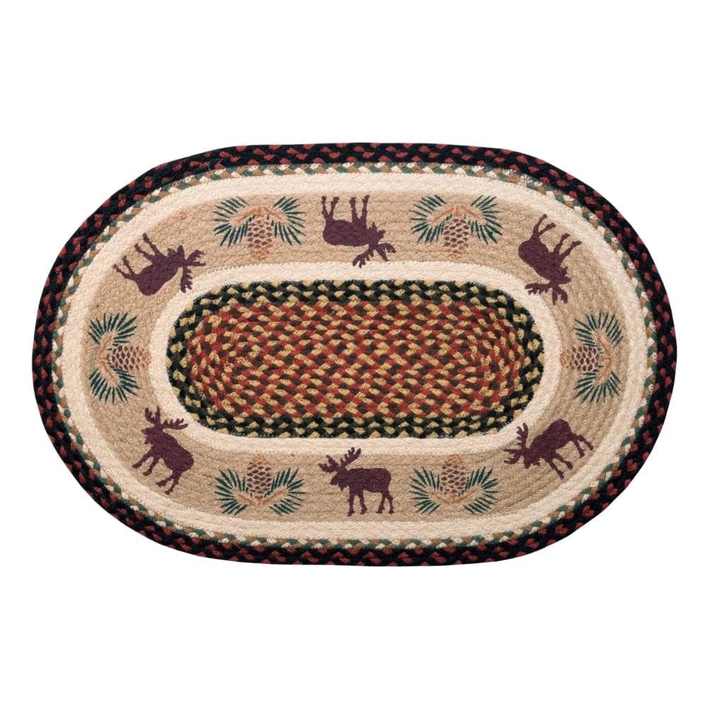 Moose & Pinecone Sequence Oval Patch Rug