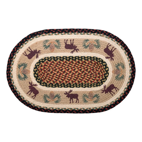 Moose & Pinecone Sequence Oval Patch Rug