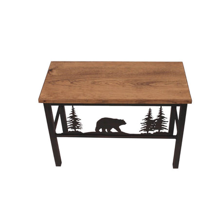 Pine Forest Bear Metal Scene Bench