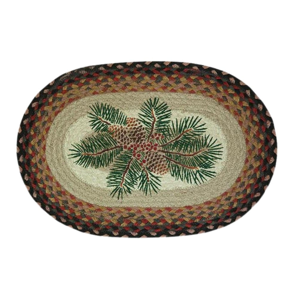 Pinecone Ring Red Berry Oval Placemat