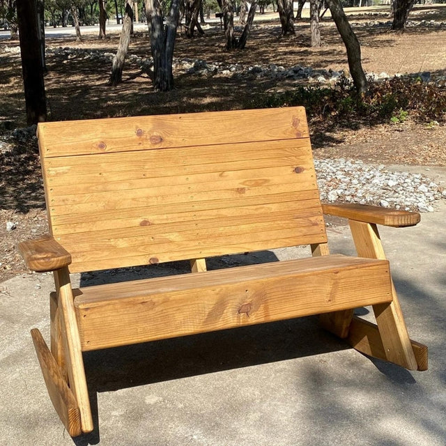 Rustic Outdoor Rocking Loveseat