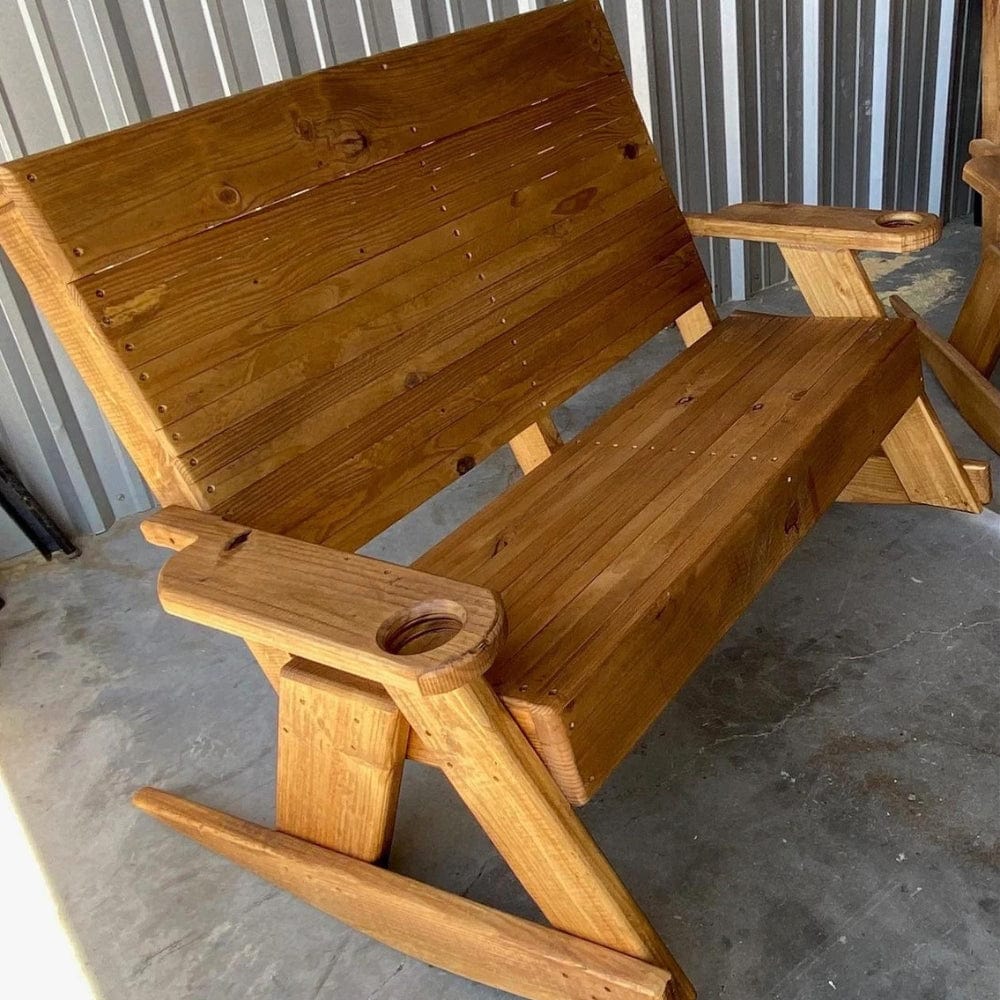 Rustic Outdoor Rocking Loveseat