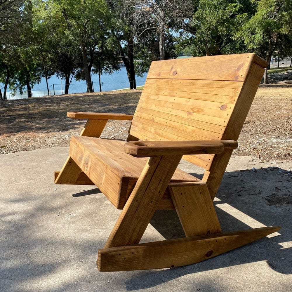 Rustic Outdoor Rocking Loveseat