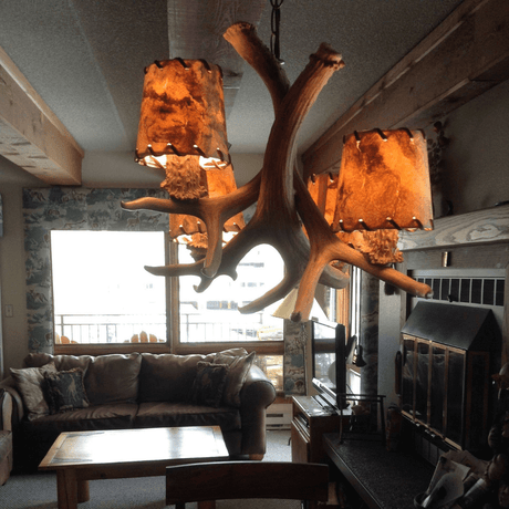 Authentic Mule Deer Four Light Chandelier