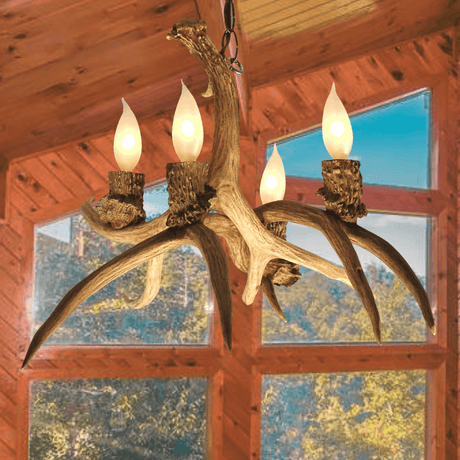 Authentic Mule Deer Four Light Chandelier