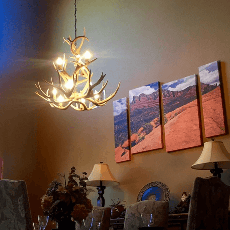 Authentic Mule Deer Waterfall Chandelier - Medium